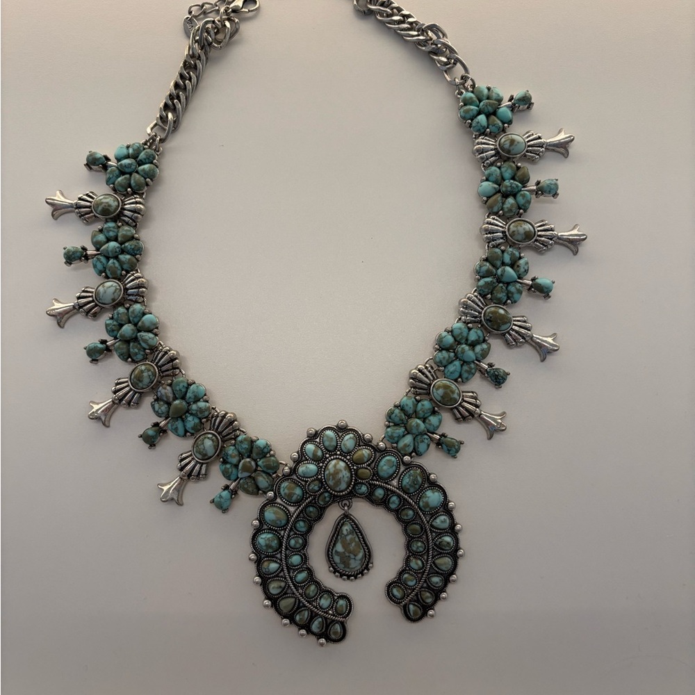 Zara Turquoise and Silver Statement Necklace